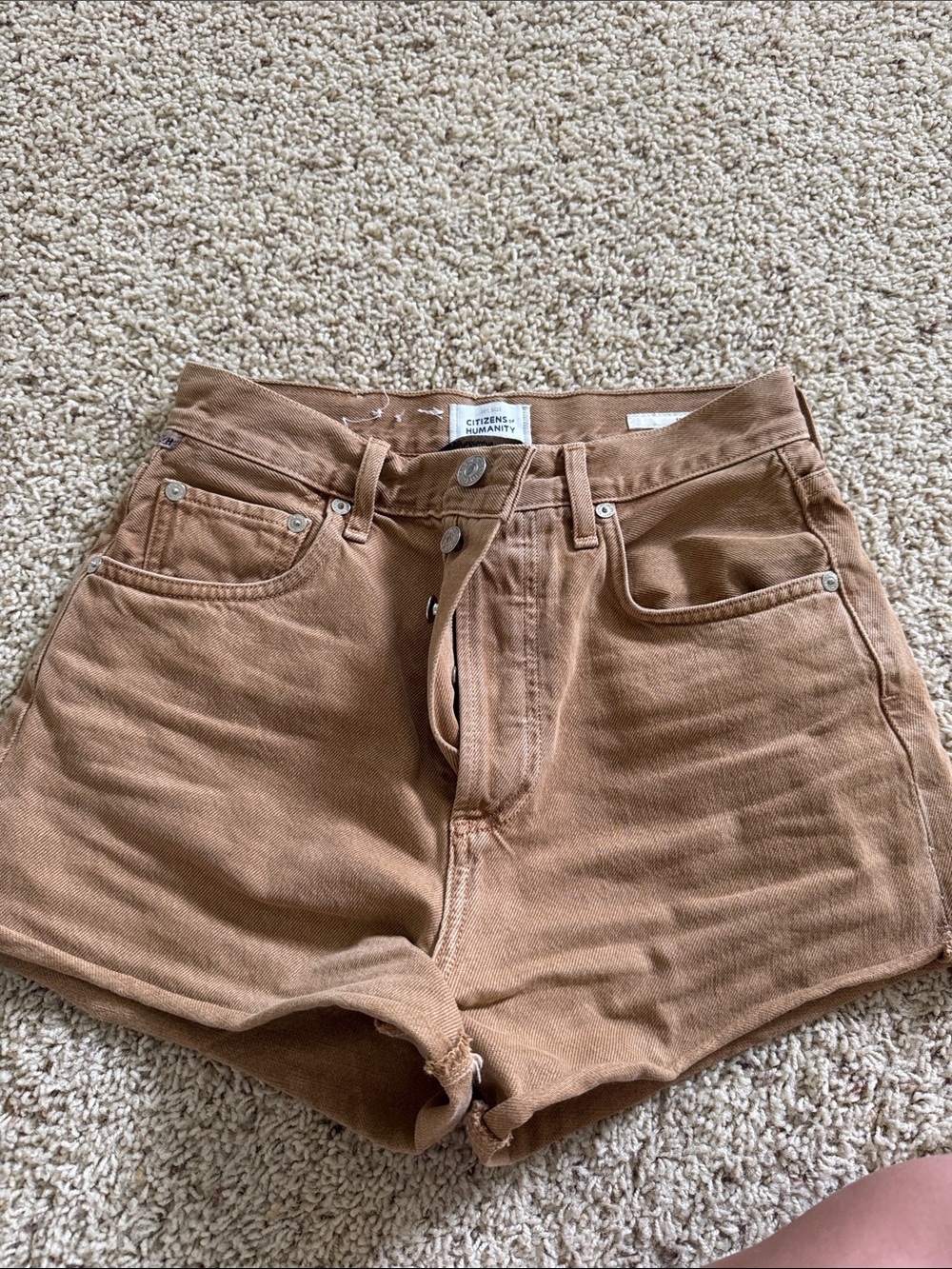 Tan citizens of humanity marlow denim shorts